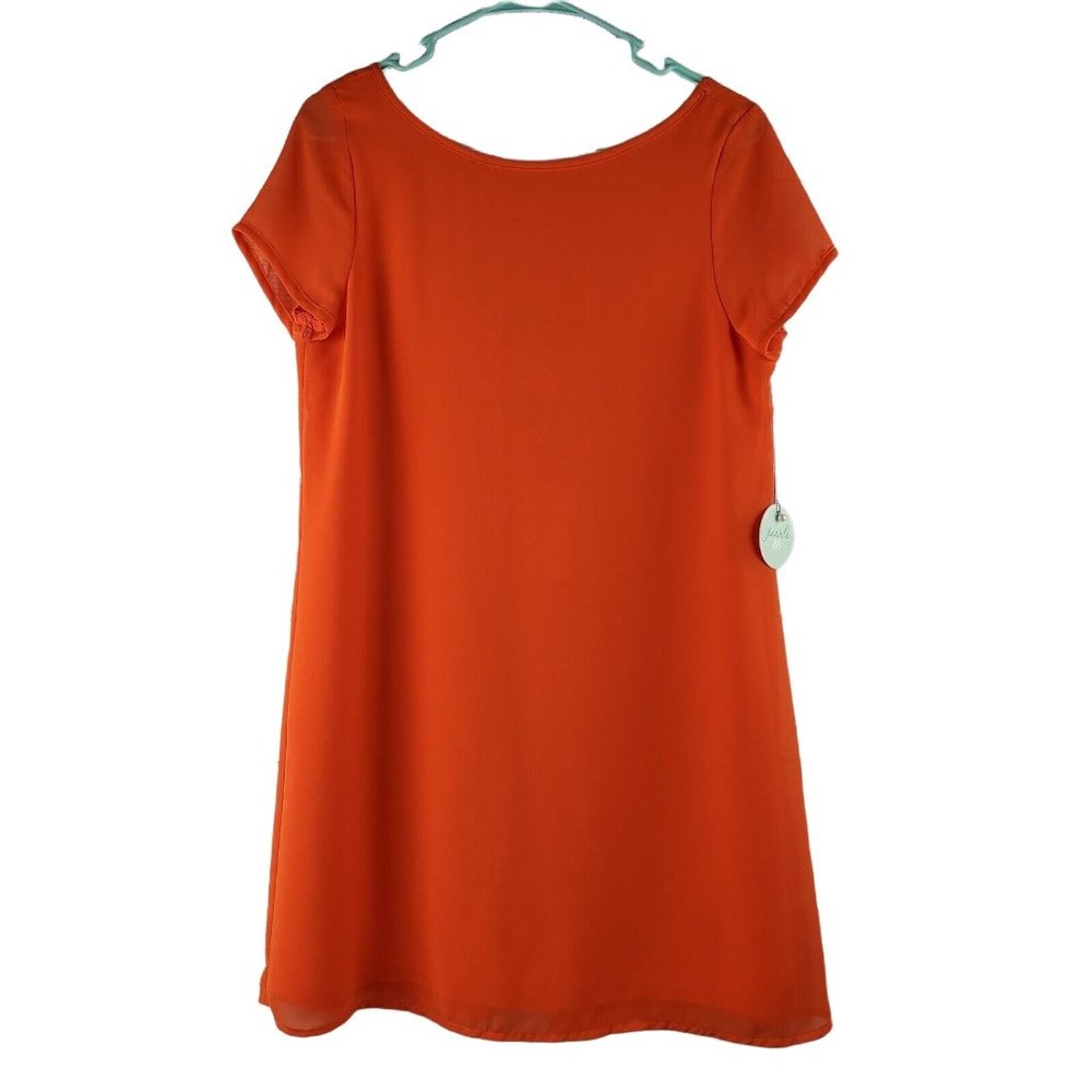 Pearle 88 Orange Pleated Mini Scoopback Mini Dress PR1023 USA Sz S NWT - Picture 2 of 5